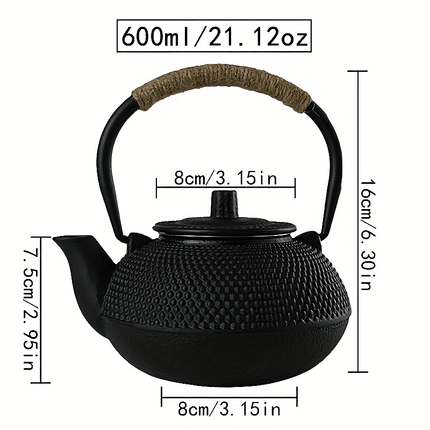 Cast Iron Teapot with Removable Stainless Steel Infuser - Classic Elegant Design,