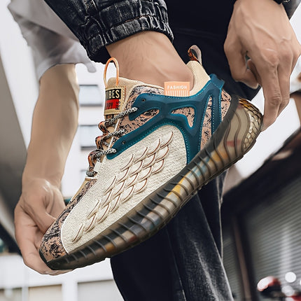 Men's All-Terrain Outdoor Sneakers with Multi-Color Rubber Sole, Low-Top Breathable