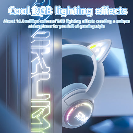 Professional Gaming Headset with Illuminated Cat Ears & RGB Lighting, Isolation