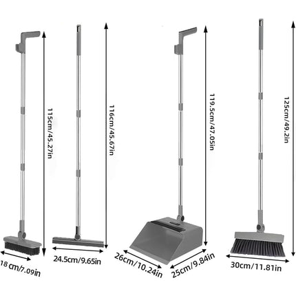 4 in 1 Multifunctional Broom and Dustpan Combo Set with 111.76cm Long Handle