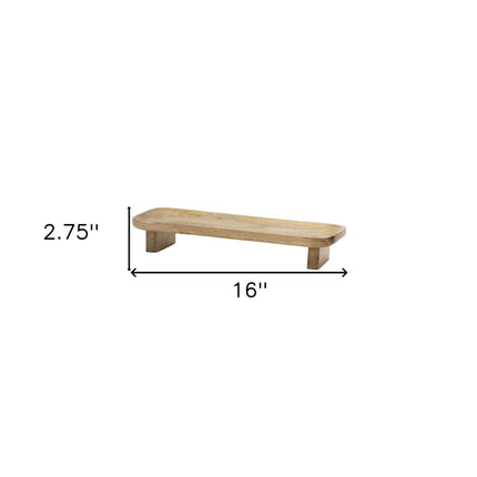 Set of Two Natural Solid Wood Riser Trinket Tray