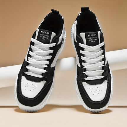 Men's Trendy Solid/Colour Block Skate Shoes, Comfy Non Slip Casual Lace Up Sneakers For Men's Outdoor Activities