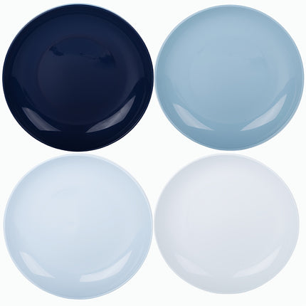 4 Unbreakable 9-Inch Plastic Plates, Microwave And Dishwasher Safe, Dinnerware Set for Home RV Party (Blue Series)