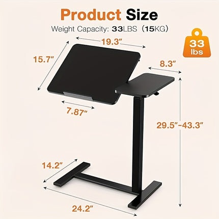 Overbed Table With Wheels - Mobile Rolling Laptop Desk & Tilting Surface For Bed, Sofa,