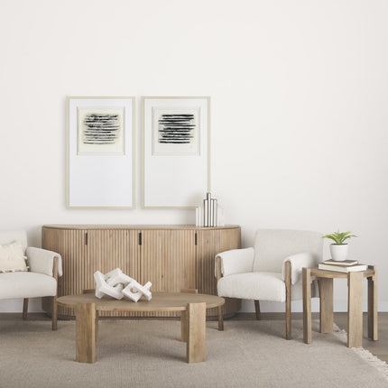 48" Natural Solid Wood Oval Coffee Table