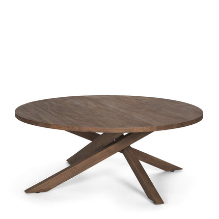 42" Brown Solid Wood Round Cross Legs Coffee Table