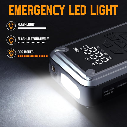 21800mAh Jump Starter with Air Compressor for Up to 9.0 Gas/8.0 Diesel