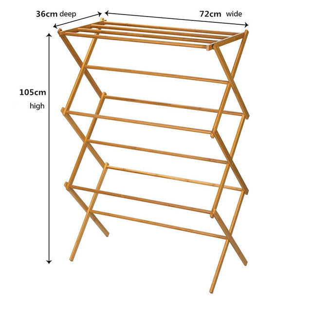 Bamboo Floor Clothes Hanger Foldable Solid Wood Balcony Indoor X-type Retractable Household Towel Rack Large And Small