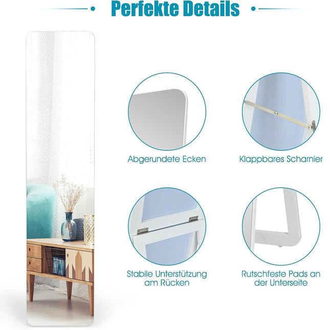 63" x 14.5" Full-Length Mirror with Stand, Freestanding or Wall-Mounted Mirror