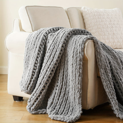 50"x60" Chunky Throw Blanket - Thick & Soft Chenille Yarn Oversized Green