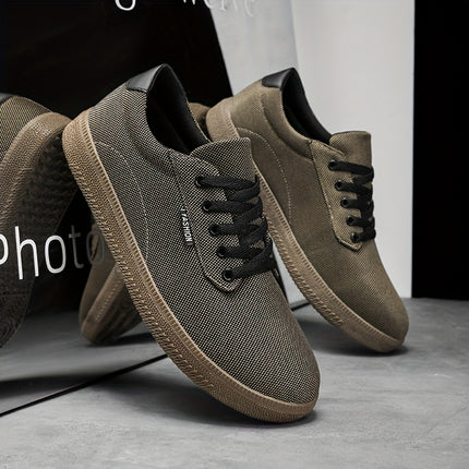 Men'S Classic Low-Top Canvas Sneakers - Retro Casual Shoes with Lace-Up Closure, Breathable Fabric Lining
