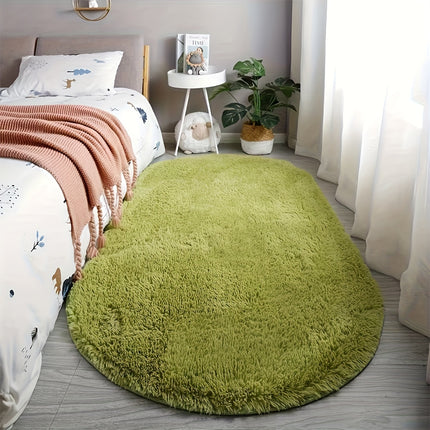 An Oval-Shaped Plush Rug That Is Non-Slip, Can Be Hand-Washed Or Machine-Washed