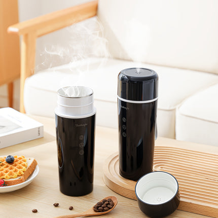 12 V Portable Electric Kettle - 14.2 oz Hot Water Insulated Car Cup, Magnetic Induction Stirring, Compact Travel Design,