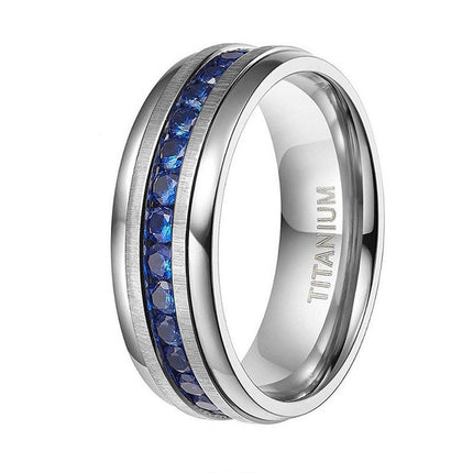 Stylish All-diamond Pure Titanium Couple Rings