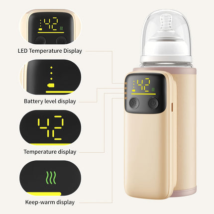 Bottle Warmer with Battery | Suitable for Breastmilk and Formula Feeding, Waterless Heating System,