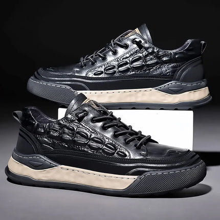 New Male Shoes Lace Up Real Leather Sports Sneakers Fashion Genuine