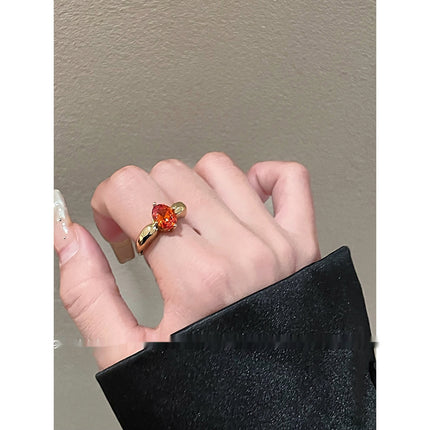 Mid-Range Light-Luxury Niche Zircon Gold Ring For Women