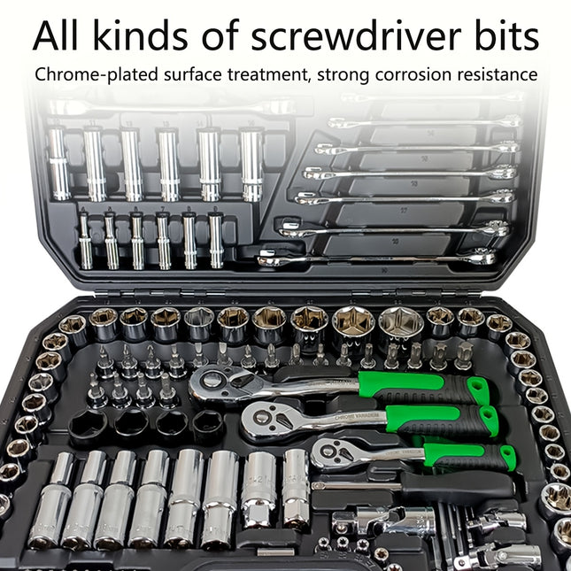 150/46pcs Auto Mechanical Repair Tool Set, Multifunctional with Socket, Wrench And Ratchet Set