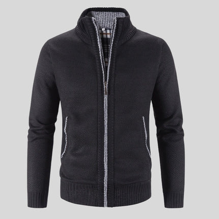 Men's Solid Color Stand Collar Cardigan Jacket