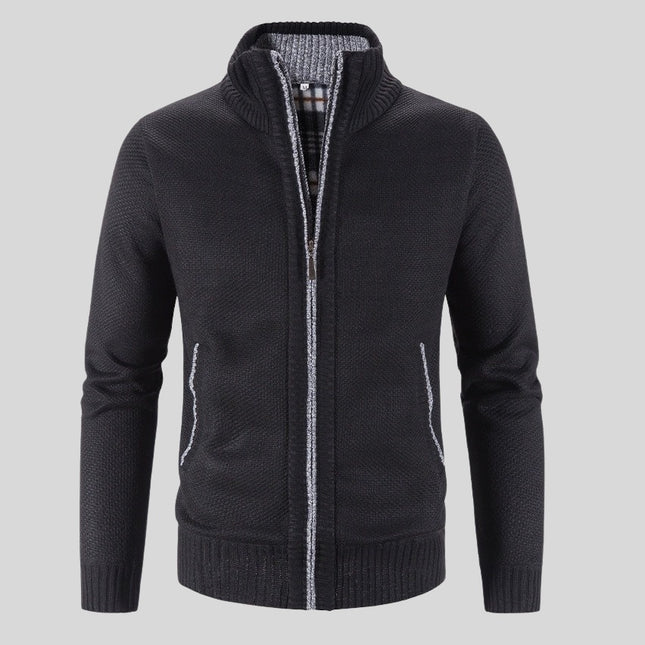 Men's Solid Color Stand Collar Cardigan Jacket