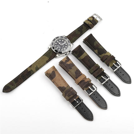 Creative And Versatile Camouflage Genuine Leather Watch Strap