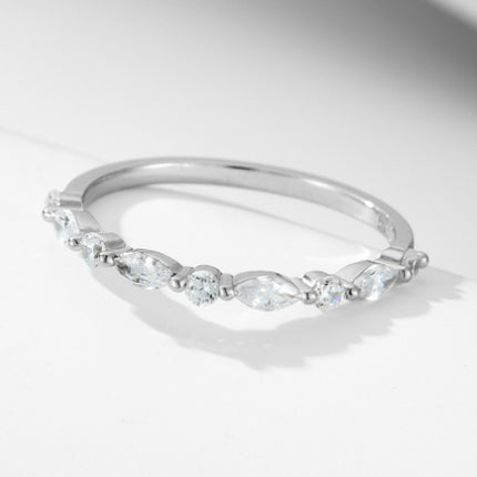 S925 Sterling Silver Super Shiny Ice Flower Cut Zircon Ring Suit