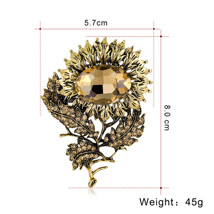 Fashion Alloy Rhinestone Sunflower Brooch