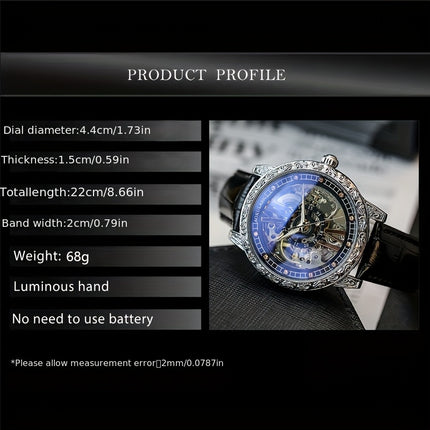 Men'S Luxury Vintage Tourbillon Skeleton Automatic Mechanical Watch, Luminous Hands