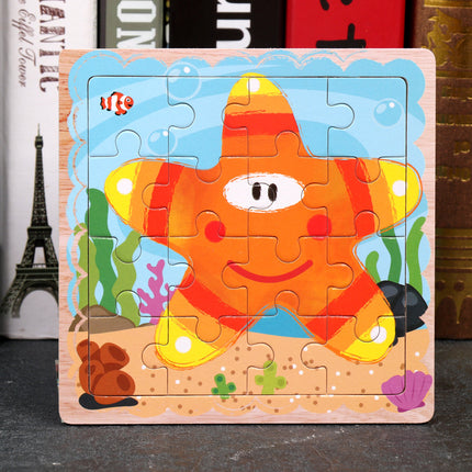 Large Wooden 9-piece Flat Puzzle Toy For Children