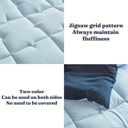 1pc Thick Quilt, Two-Tone Mesh Quilted Quilt, 400 GSM Full-Polyester Quilt, Machine Washable