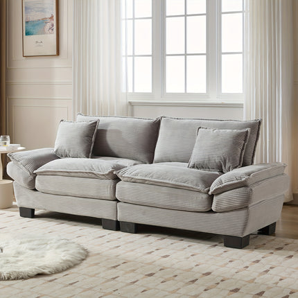 Sofa Designed for Two, Featuring Deep Seating And Corduroy Double-Layer Cushions