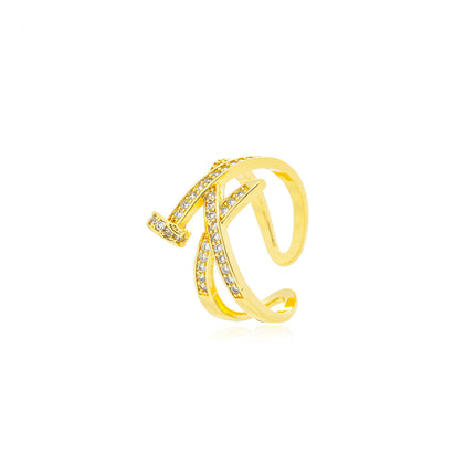 A Diamond Studded Zircon Nail Layered Open Ring