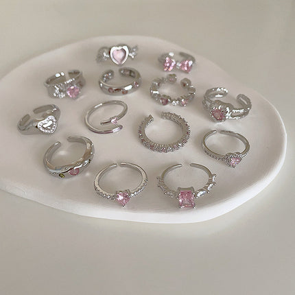 Charming Sweet Zircon Heart-shaped Ring For Girls