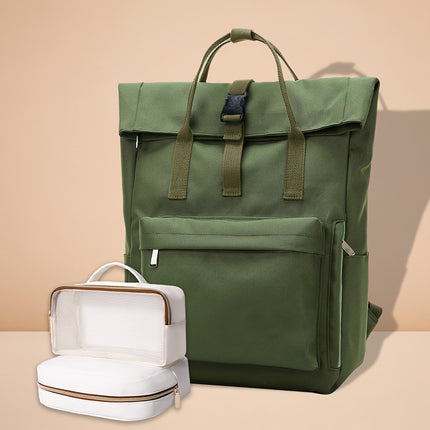 New Large-Capacity Rolled-Edge Backpack Suitable for 15.6-Inch Laptops, Ideal for Both Male And Female Students