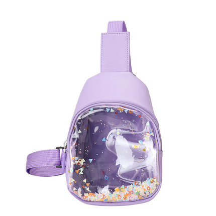 Solid Color PU Leather Children's Chest Pack Quicksand Lightweight