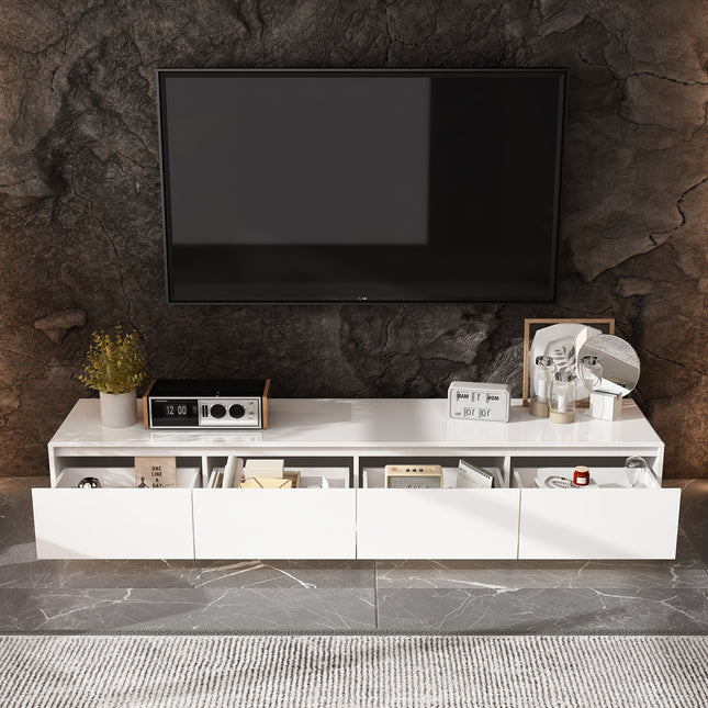 70.9" W Floor Standing TV Stand with 4 Drawers & 3-color LED Lighting, Media Console Table Entertainment Center