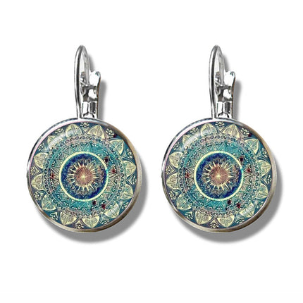 Mandala Art Picture Earrings Crystal Yoga Earrings