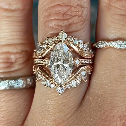 Luxury Three-Piece Ring Set For Women
