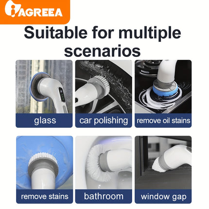 9-in-1 Multifunctional Electric Cleaning Brush Set - Rechargeable Bathroom Brush