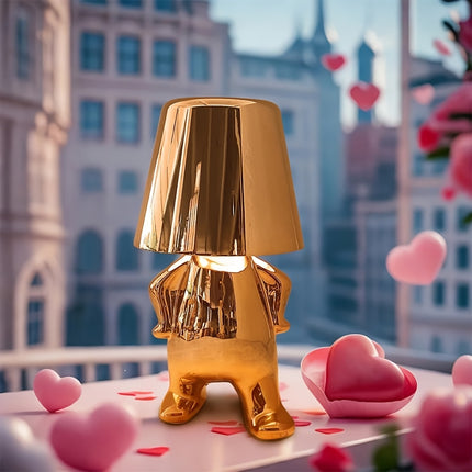 1pc Thinker Statue LED Night Light - 3-Way Dimmable USB Charging Table Lamp, Creative Little Golden