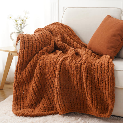 50"x60" Chunky Throw Blanket - Thick & Soft Chenille Yarn Oversized Green