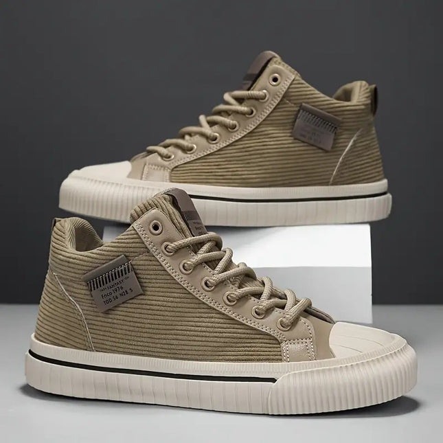 Men's All-Season Thick-Soled Sneakers - Korean Style Mid-Top Chunky Cushioned PVC Sole,