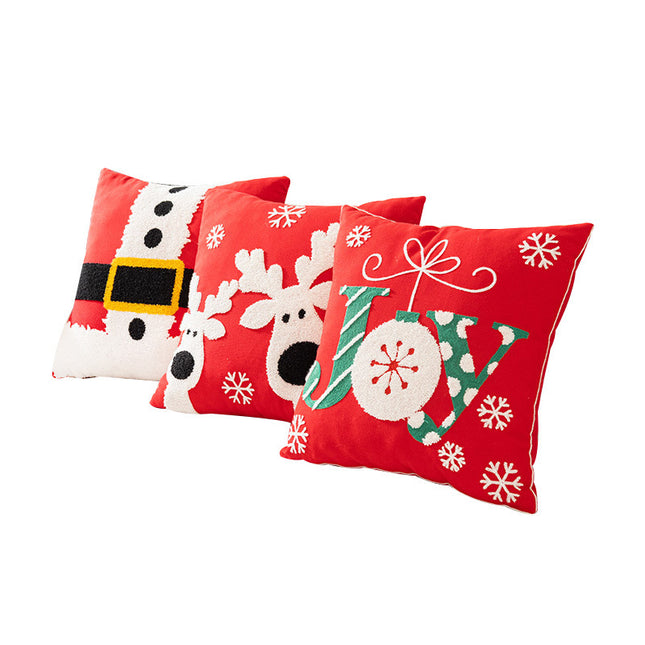 Christmas Towel Embroidery Pillow Cover Holiday Home Decoration