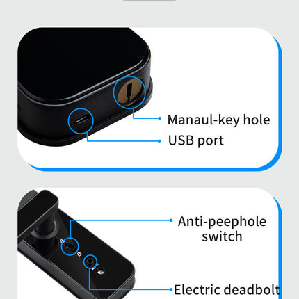Cat Eye Camera Smart Fingerprint Password Timber Door Lock