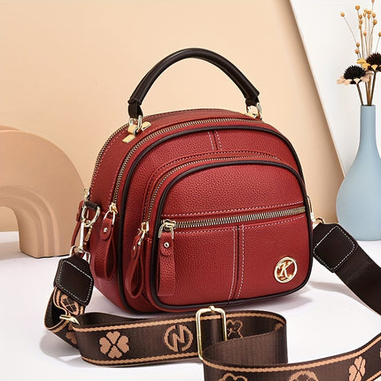 Luxury Synthetic Faux Leather Multi-Layer Large Capacity Shoulder Bag Versatile Fashionable Handbag with Zipper