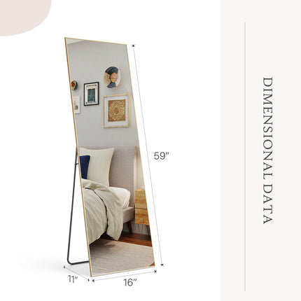 Floor Mirror- Aluminum Alloy Frame Full Body Mirror for Bathroom Living Room Bedroom and Entryway