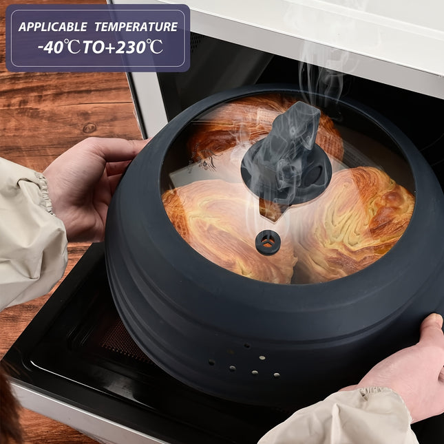 Silicone Microwave Splatterproof Lid with Glass Center & Steam Vent
