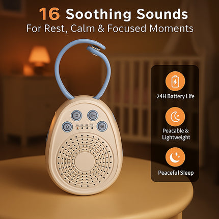 2025 Model: White Noise Device Featuring 16 Calming Sounds, Compact Sleep Assistant