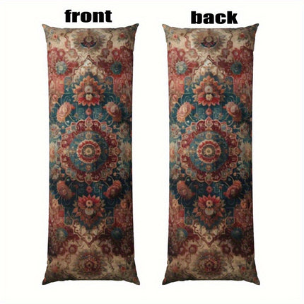 1pc Vintage-Inspired Floral & Geometric Full-Body Pillow, 50x150cm - Ultra-Soft Polyester Fabric