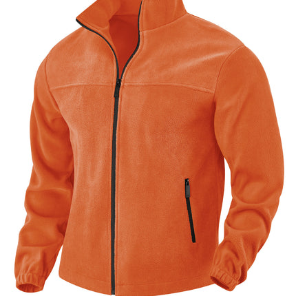 Men's Polar Fleece Jacket Outdoor Zipped Stand Collar Coat